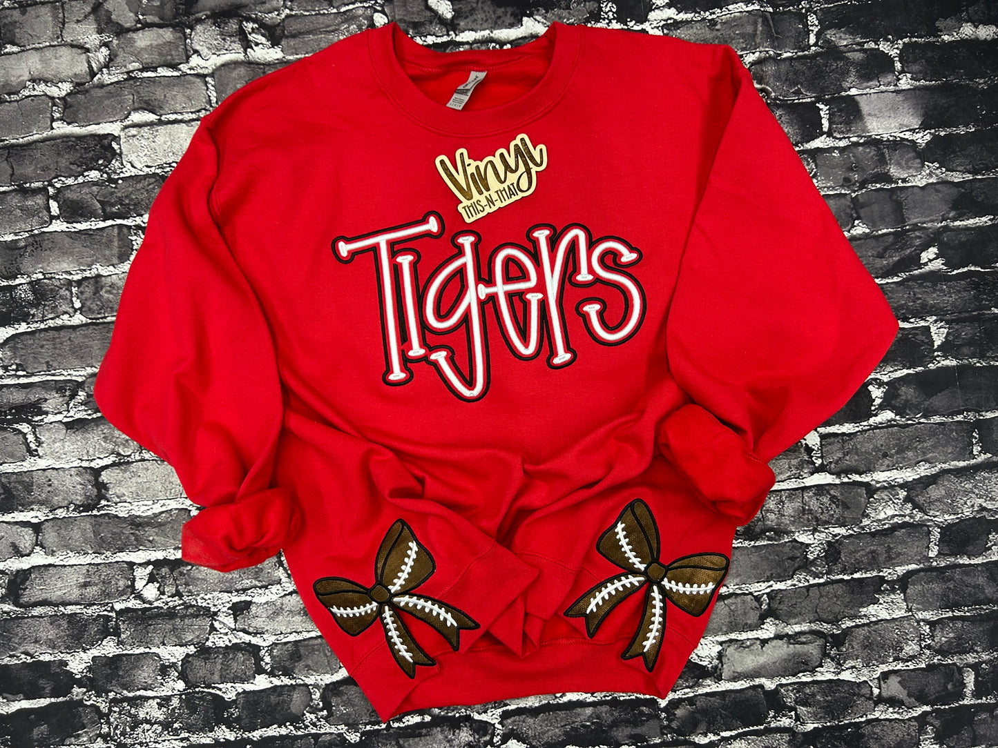 TIGERS - 3D Embroidery Sweatshirt with Side Bow