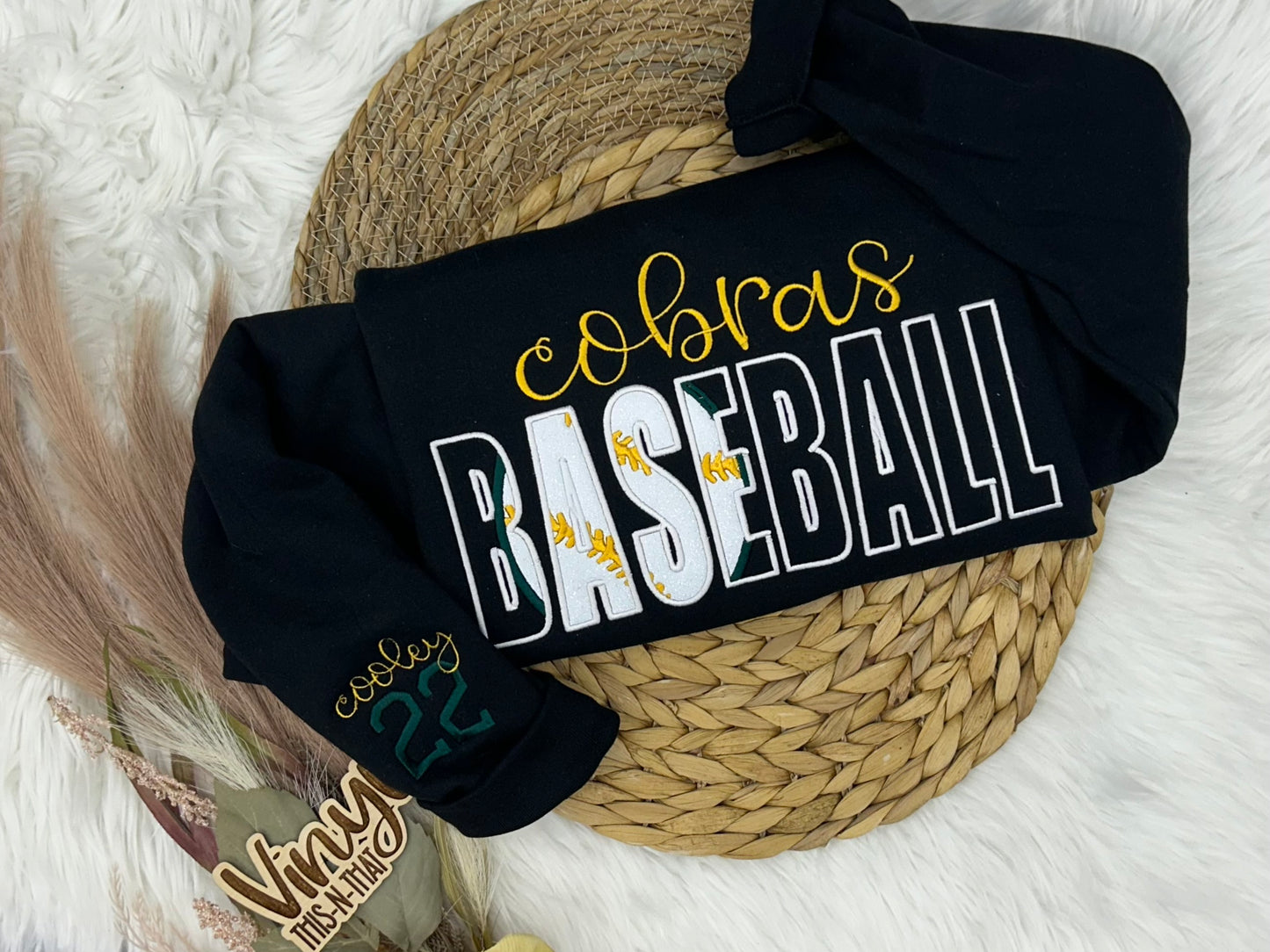 Cobras Baseball Embroidered Sweatshirt or T-shirt