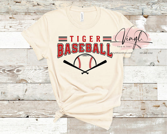 Tiger Baseball Crossed Bats Design