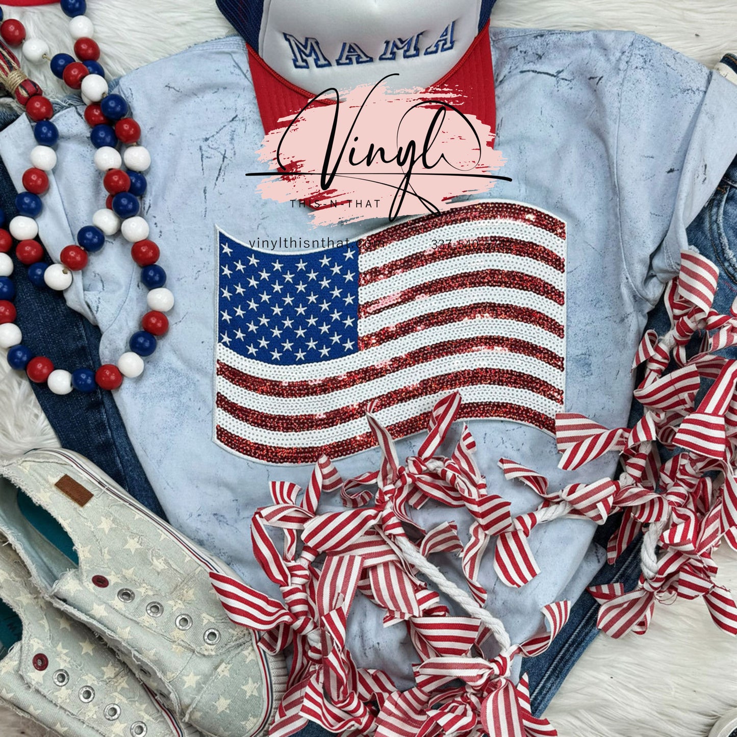 American Flag Sequin Tee