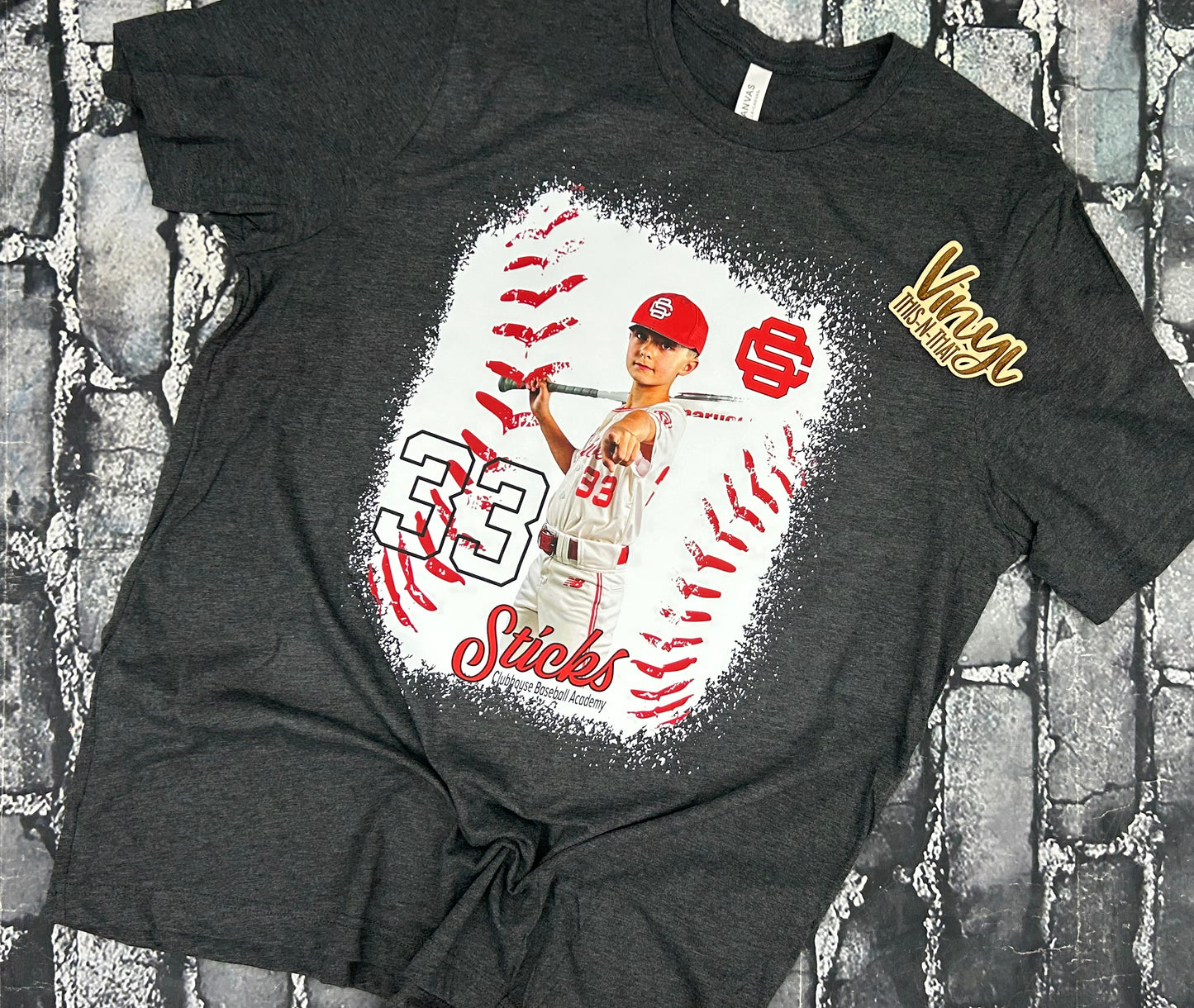 Custom Baseball / Softball Photo FAUX Bleached Tee or Tank