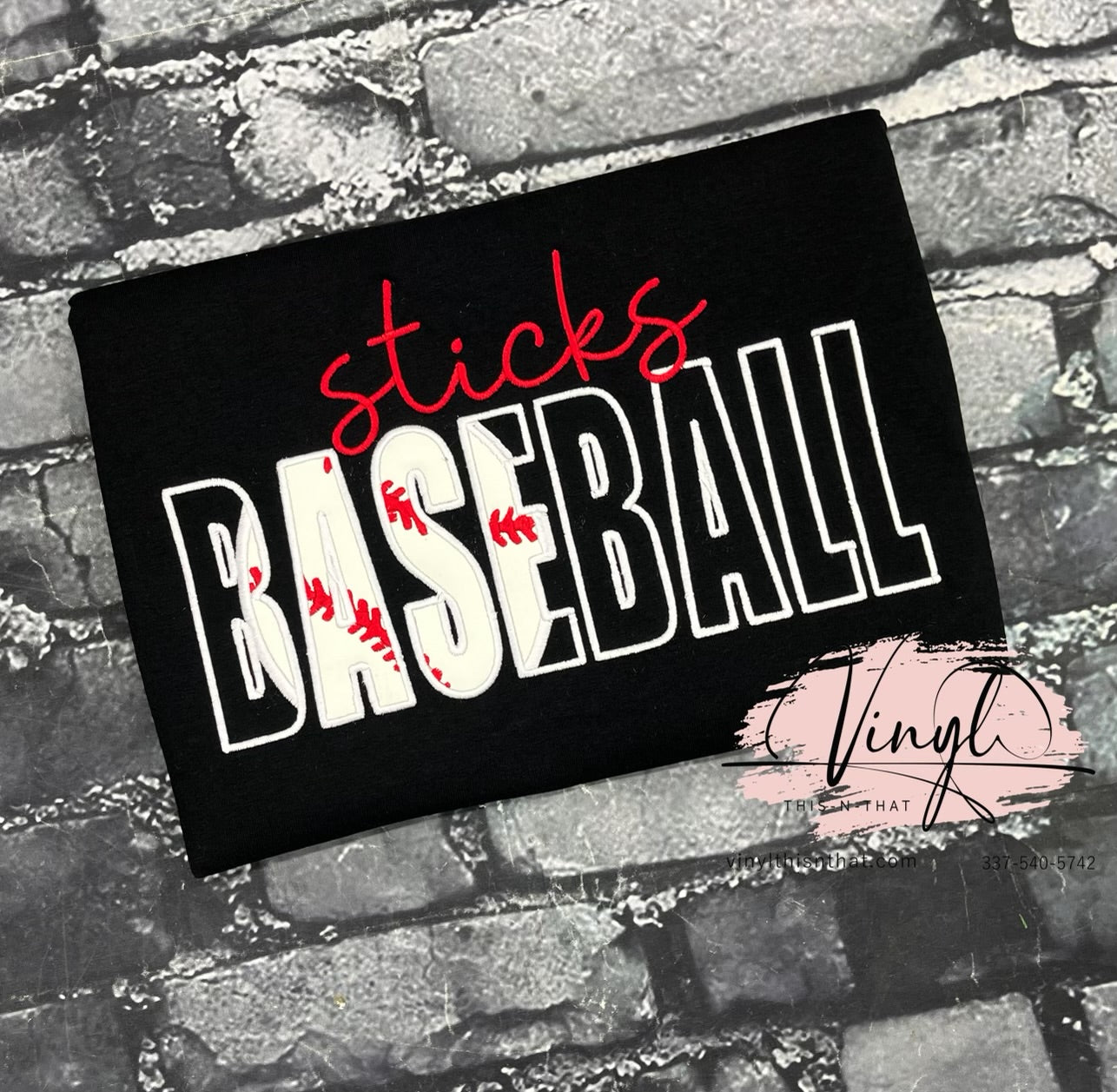 Custom Baseball Embroidered Sweatshirt or T-shirt