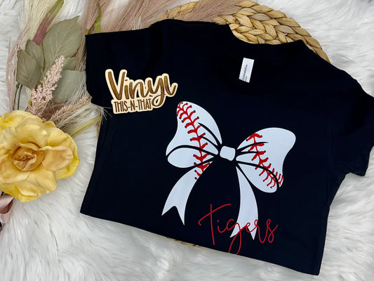 CUSTOM Baseball or Softball Bow Tee - Youth