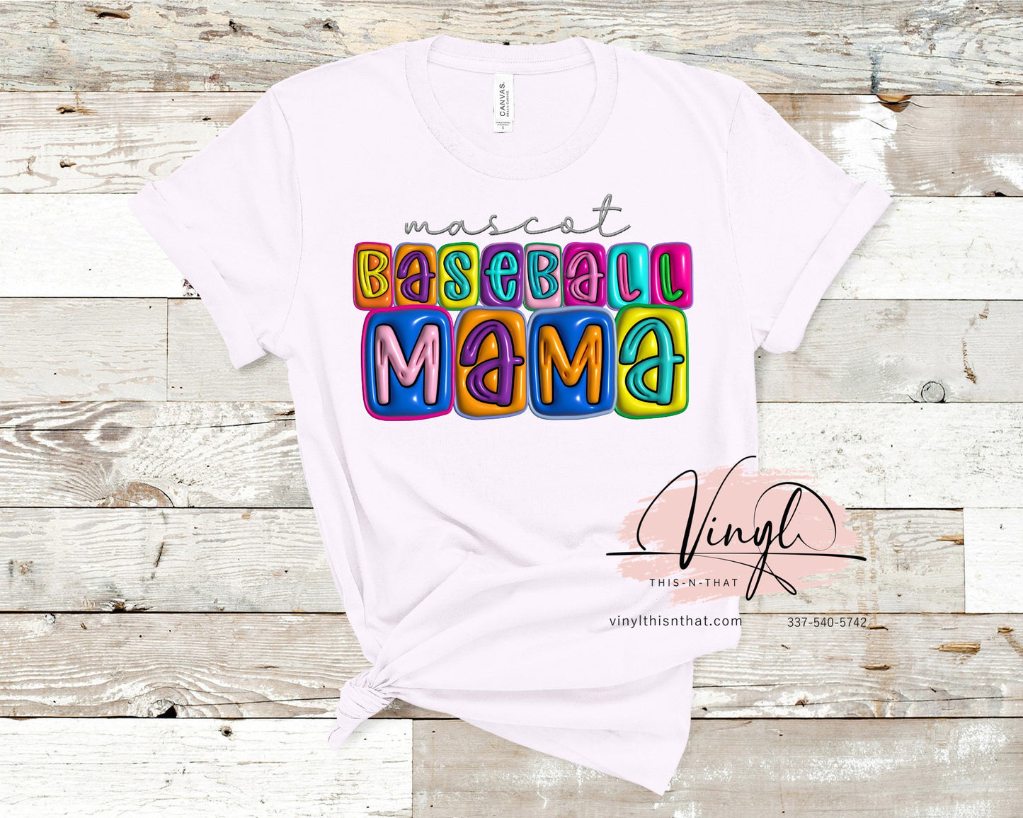 CUSTOM Baseball Mama Faux 3D Tee