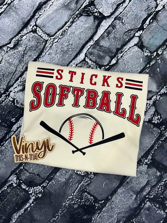 Cream Sticks Softball Crossed Bats Design