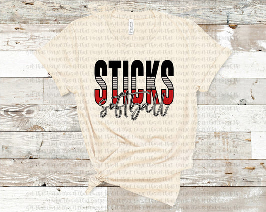 Sticks Softball tricolor lines