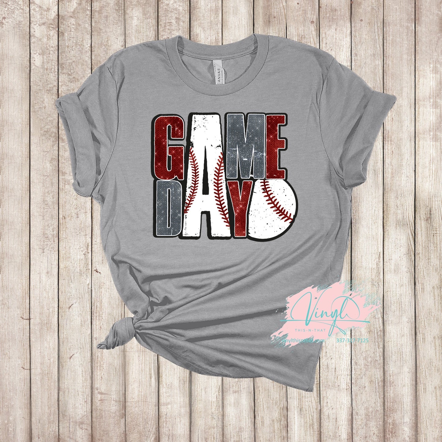 CUSTOM Baseball Game Day Faux Sequin Tee