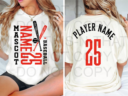 Custom Front & Back baseball or softball tee