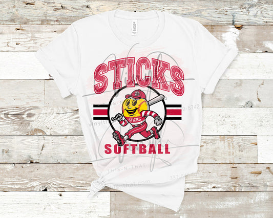 Sticks Softball Retro Mascot