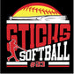 Sticks Baseball OR Softball with player number