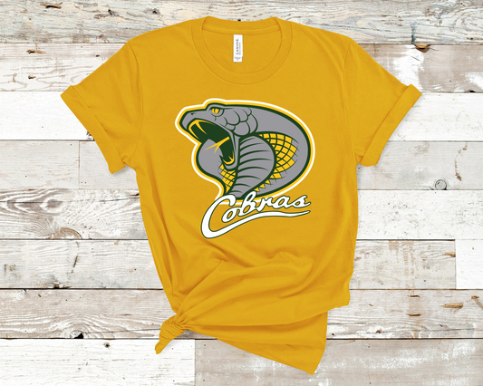 Cobras Baseball Logo with Script Tank - Adult