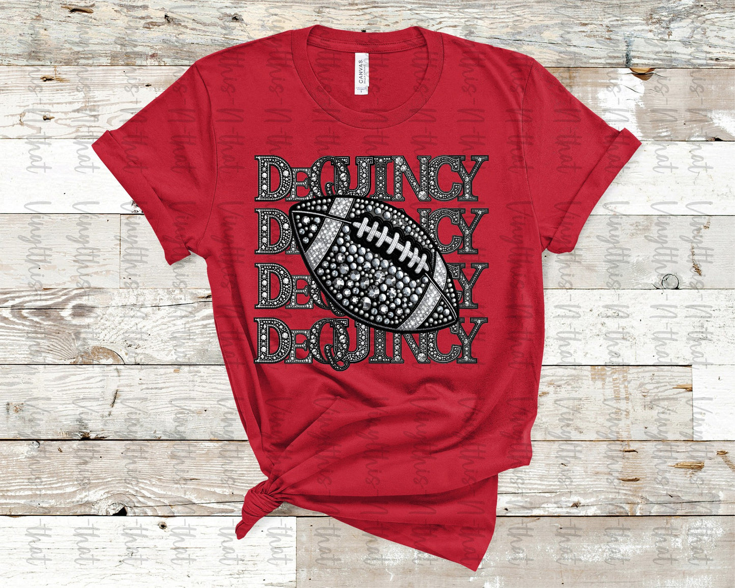 DeQuincy Football Faux Rhinestone