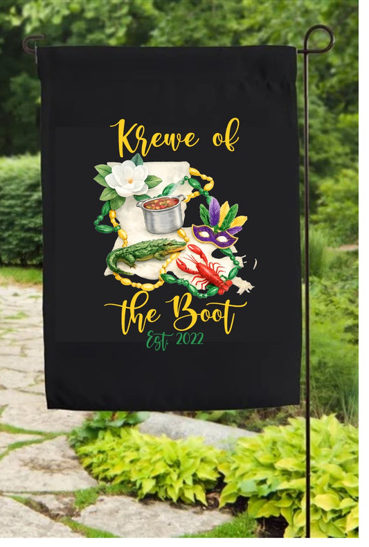 Krewe of the Boot Logo Garden Flag