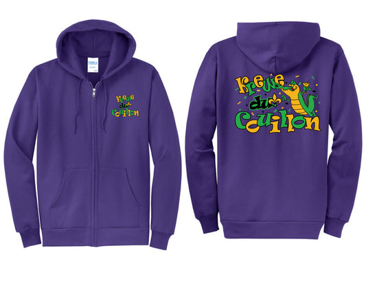 Krewe du Couillon Logo Full zip Hoodie