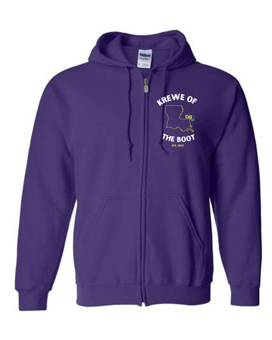 Krewe of the Boot Logo 2 Full zip Hoodie