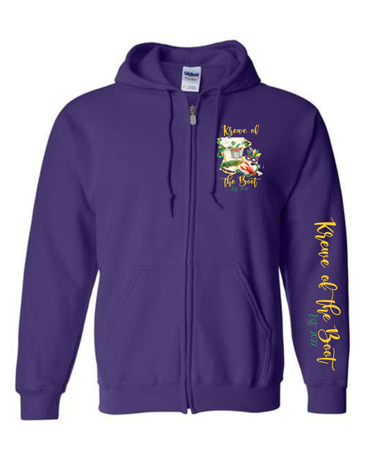 Krewe of the Boot Logo Full zip Hoodie