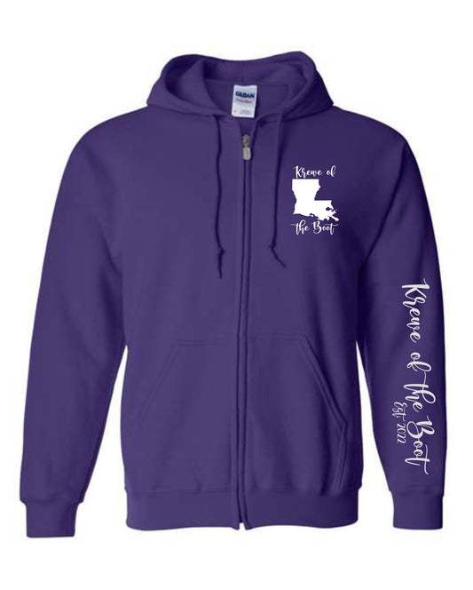 Krewe of the Boot Logo Full zip Hoodie