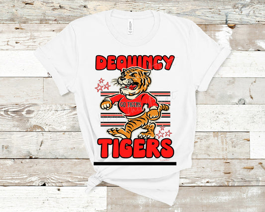 DeQuincy Tigers Grungy Mascot Tee