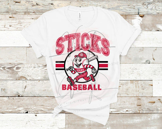Sticks Baseball Retro Mascot