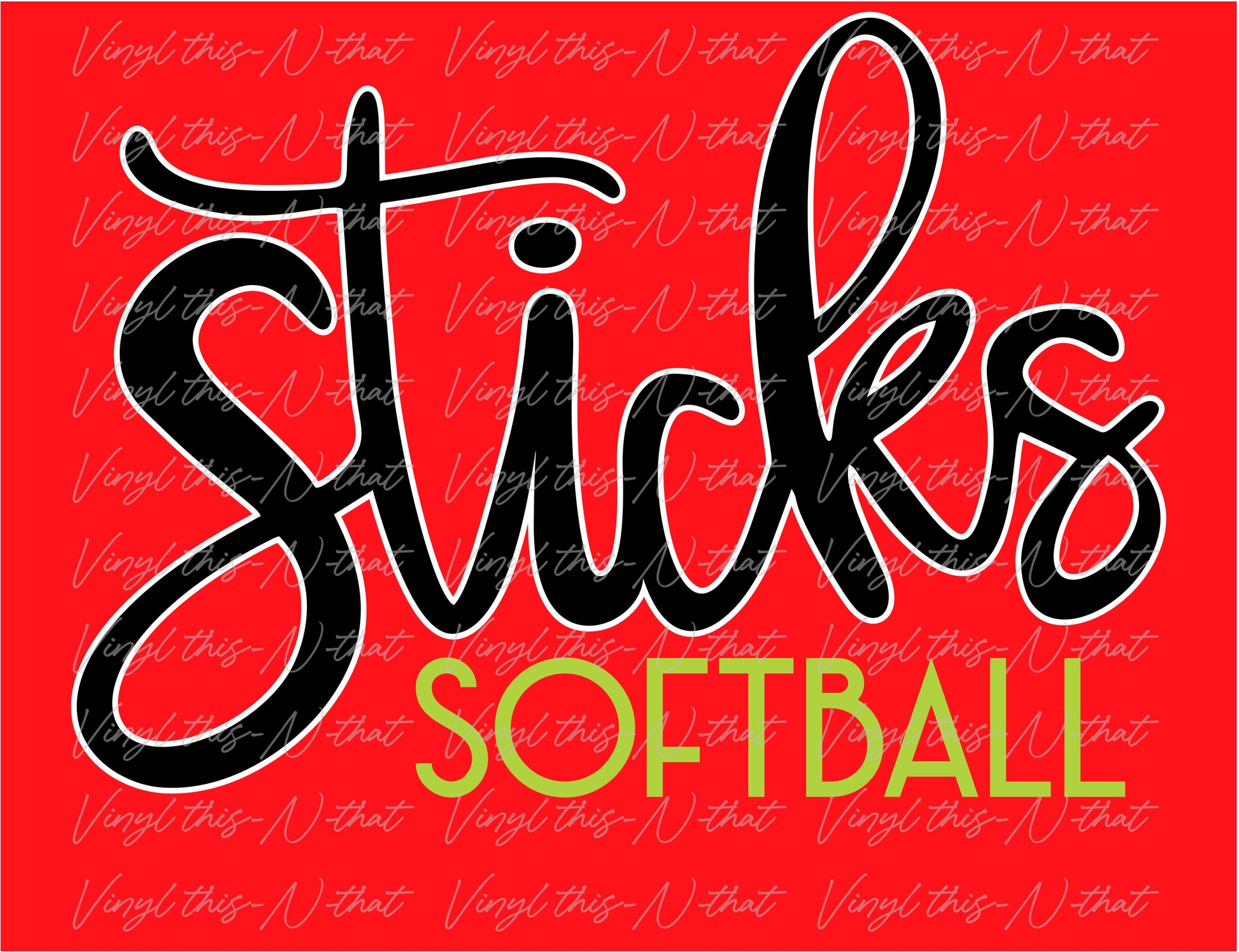 Softball Script Sticks Softball - Handwritten Script Design – Vinyl this-N-that