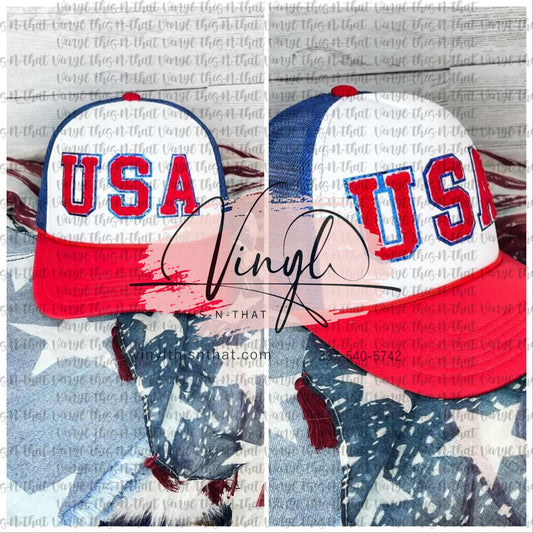 USA Chenille Patch Trucker Hat