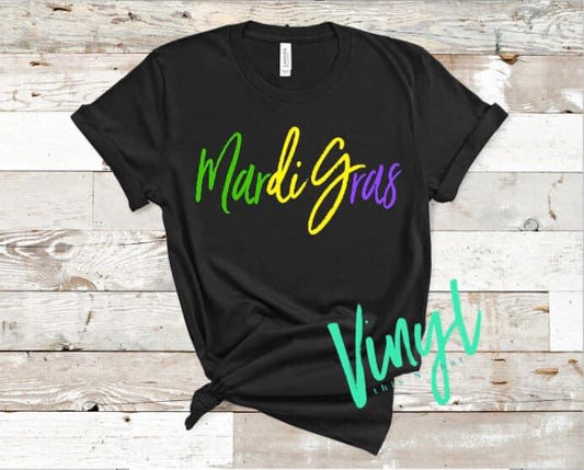 Tricolor Mardi Gras Script